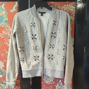 Gray Embellished Women's Jacket